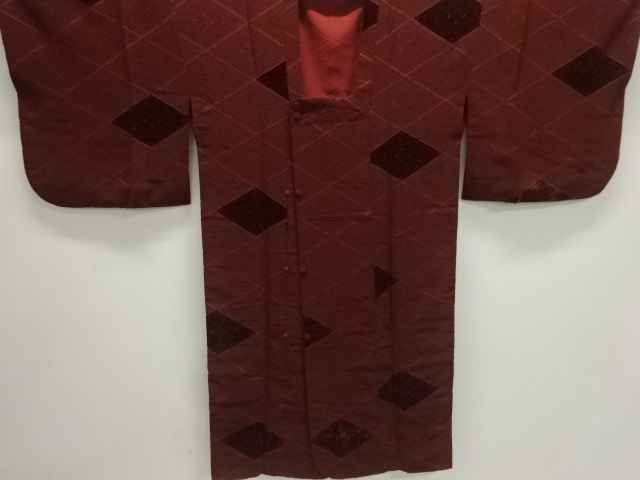 大正ロマン　切りビロード花菱模様ロング道行コート